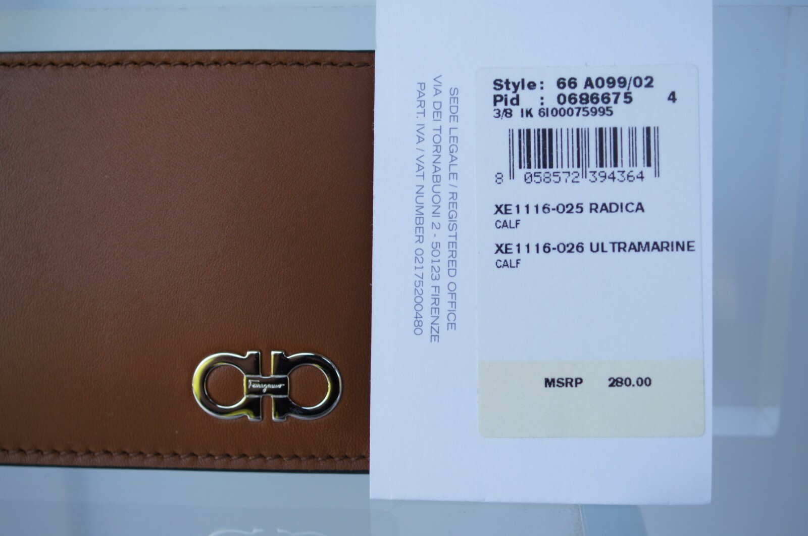 New Salvatore Ferragamo Men’s Wallet Credit Card Holder Brown Logo