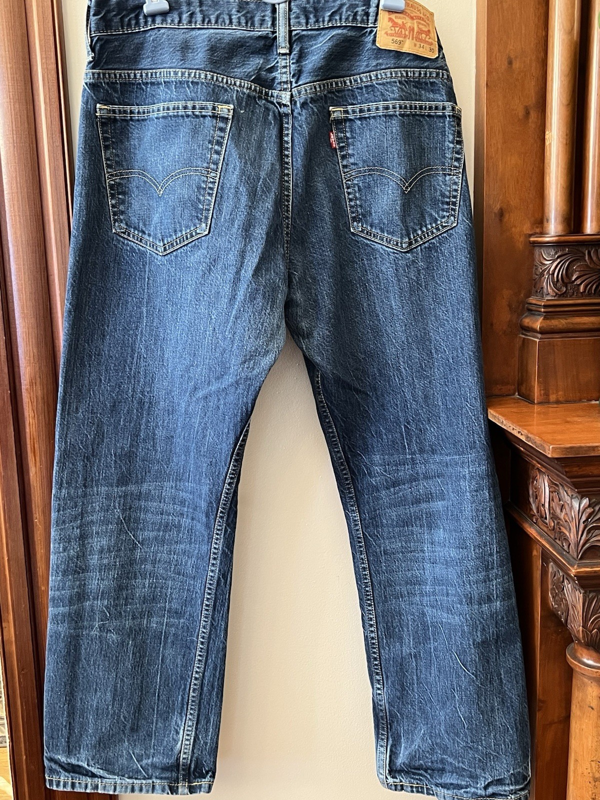 Levi’s 569 Loose Fit Straight Distressed Denim Jeans 34×30
