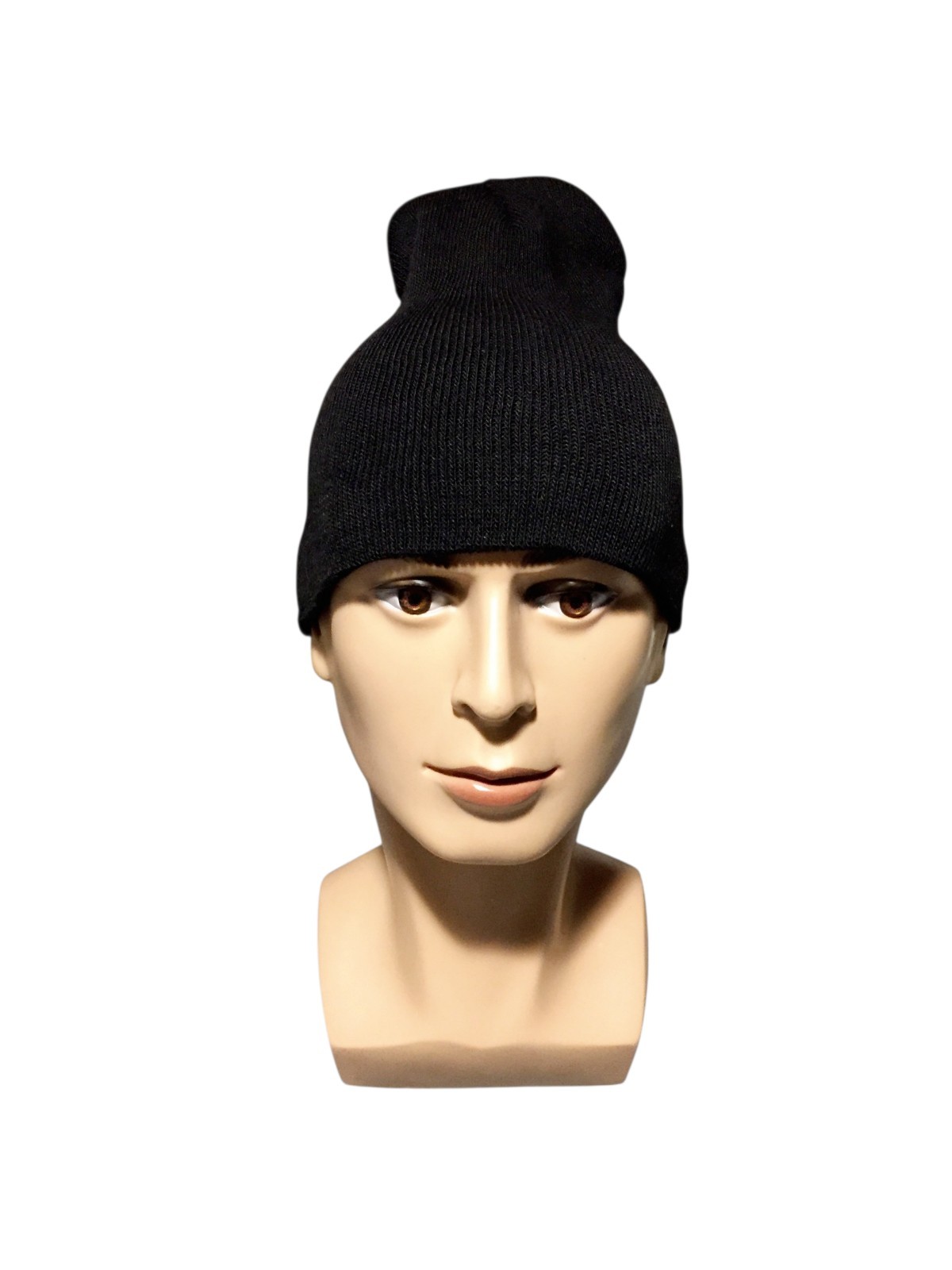 8.5in Beanie UltraSpun Heavy Weight Polyester Knit Hat Skull Cap Black USA MADE