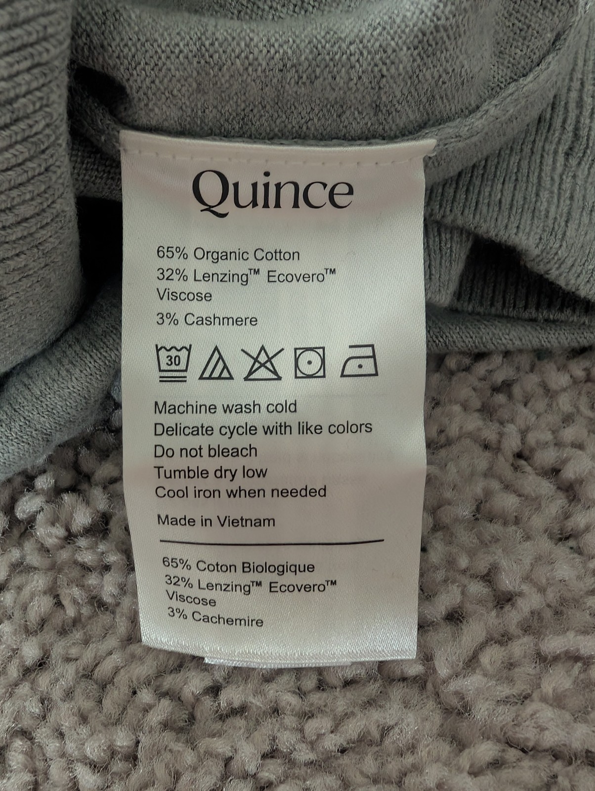 Quince Lightweight Cotton Cashmere V-Neck Sweater Womens Large Heather Gray NWT