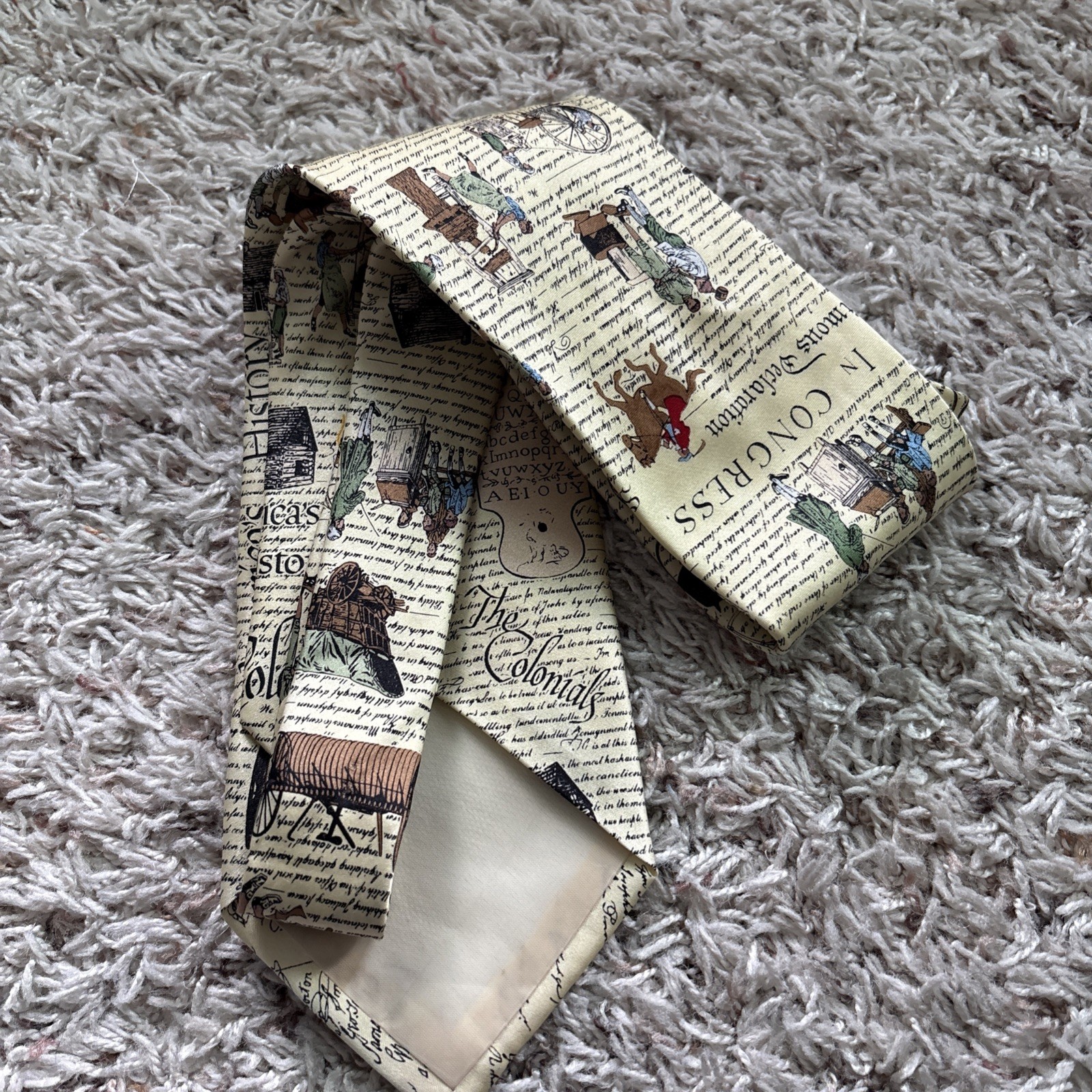 Mens NeckTie Silk Museum Artifacts America Colonials Teacher Political History