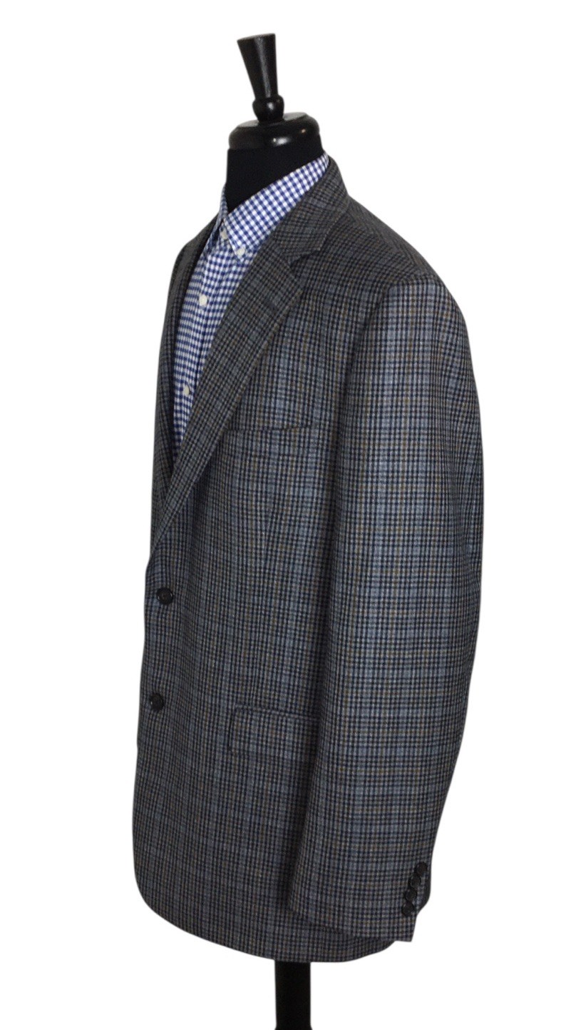 Brooks Brothers Madison Wool Blue/Brown Houndstooth Blazer Sport Coat 44XL