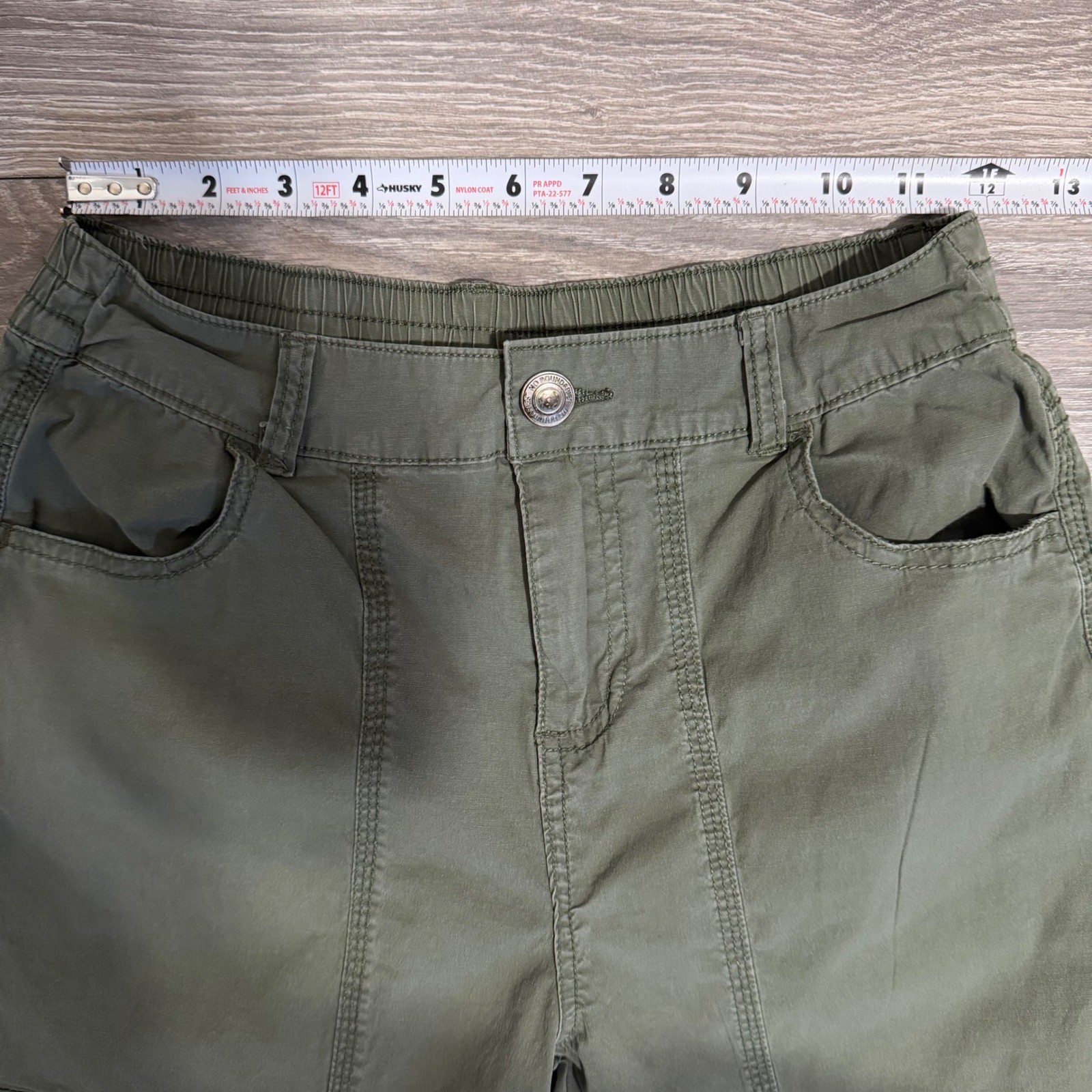 Girls Olive Green Wide Leg Cargo Pants D-Ring Drawstring Size 10 Hiking Y2K
