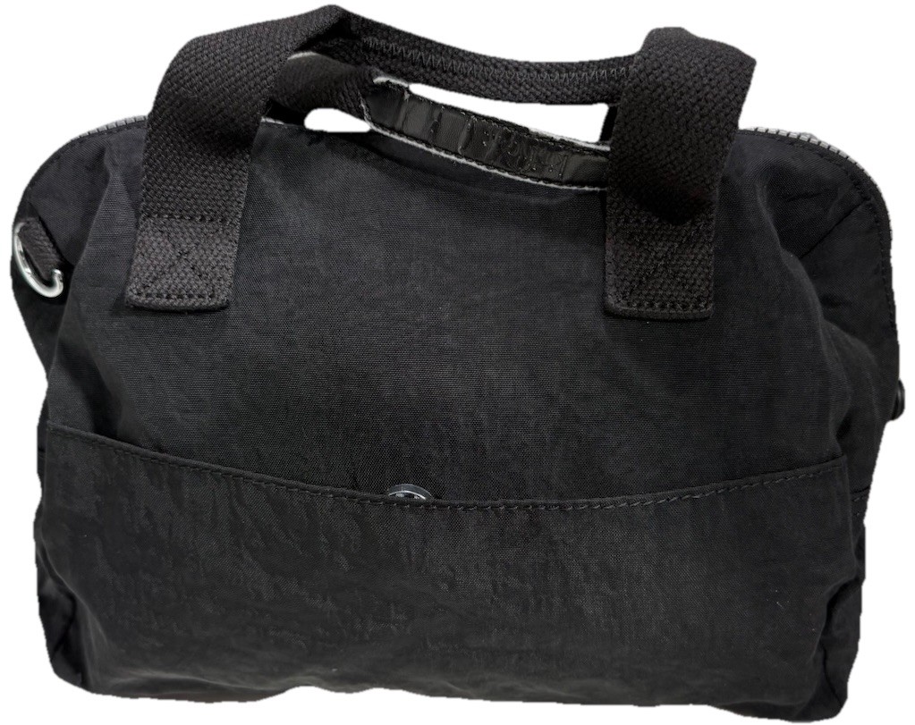 Kipling Black Satchel Top Handle Bag Zip Silver Hardware Pockets