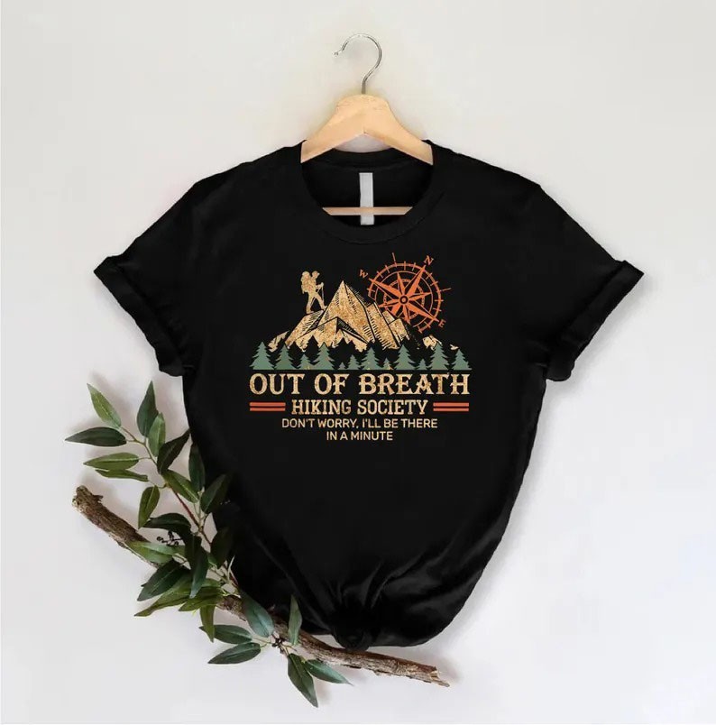 Nature Hiking T-Shirt Out Of Breath Society Mountain Graphic Tee
