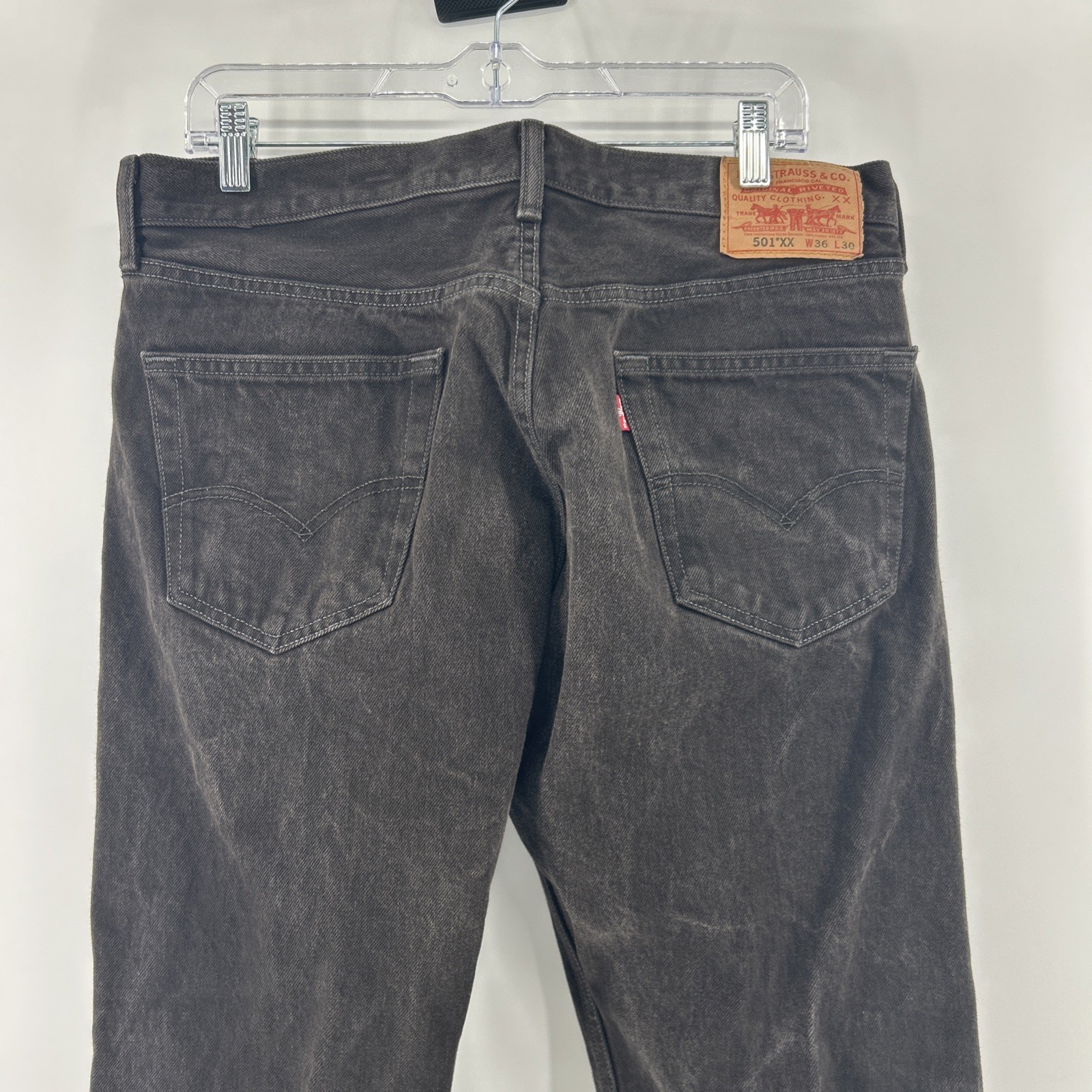Vintage Levi’s 501XX Button Fly Jeans Mens 36 Black Wash Distressed Y2K