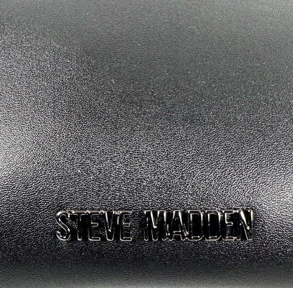 Steve Madden Black Mini Shoulder Bag Silver Turn Lock Zip Top Purse