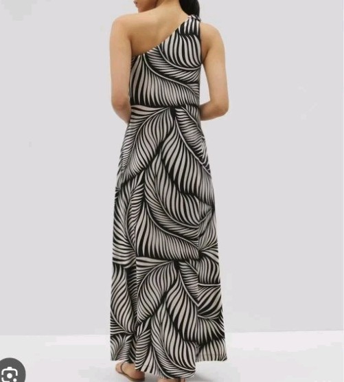 Soma One Shoulder Tank Maxi Bra Dress Black & White NWT $110 M