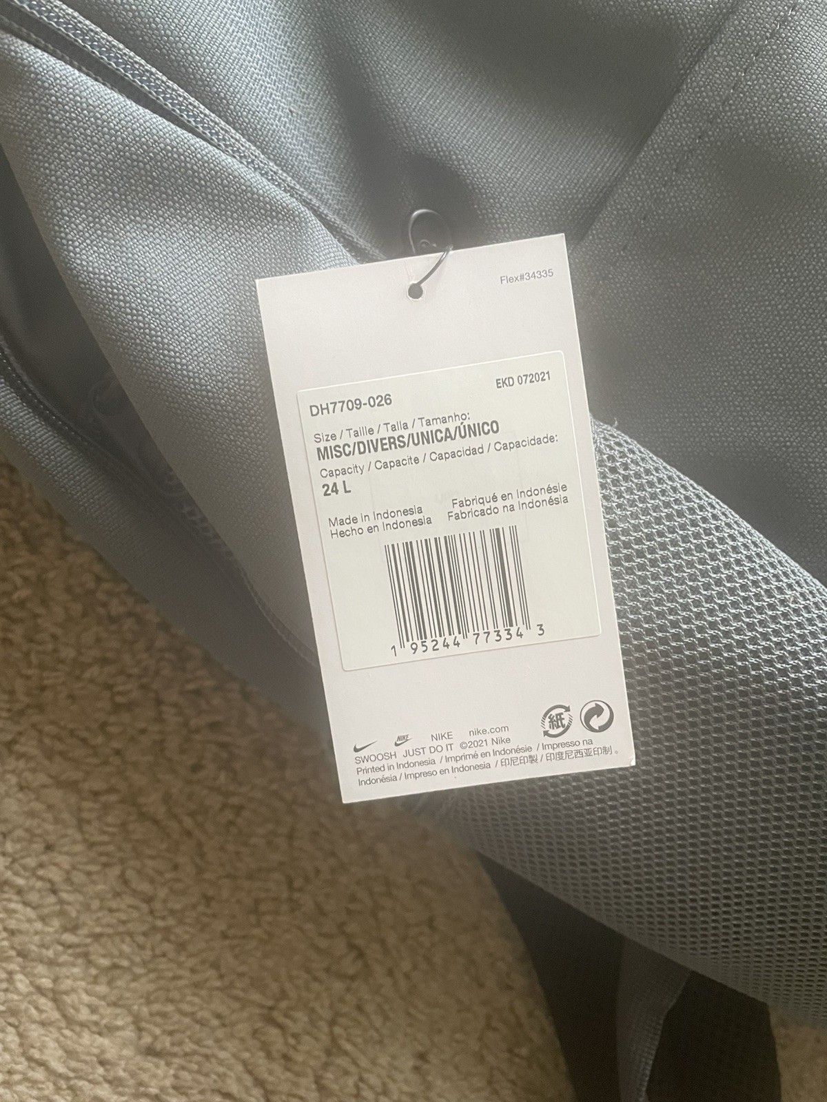Nike Gatorade Brasilia Training Backpack -24 L Color Grey/Black -New with tags