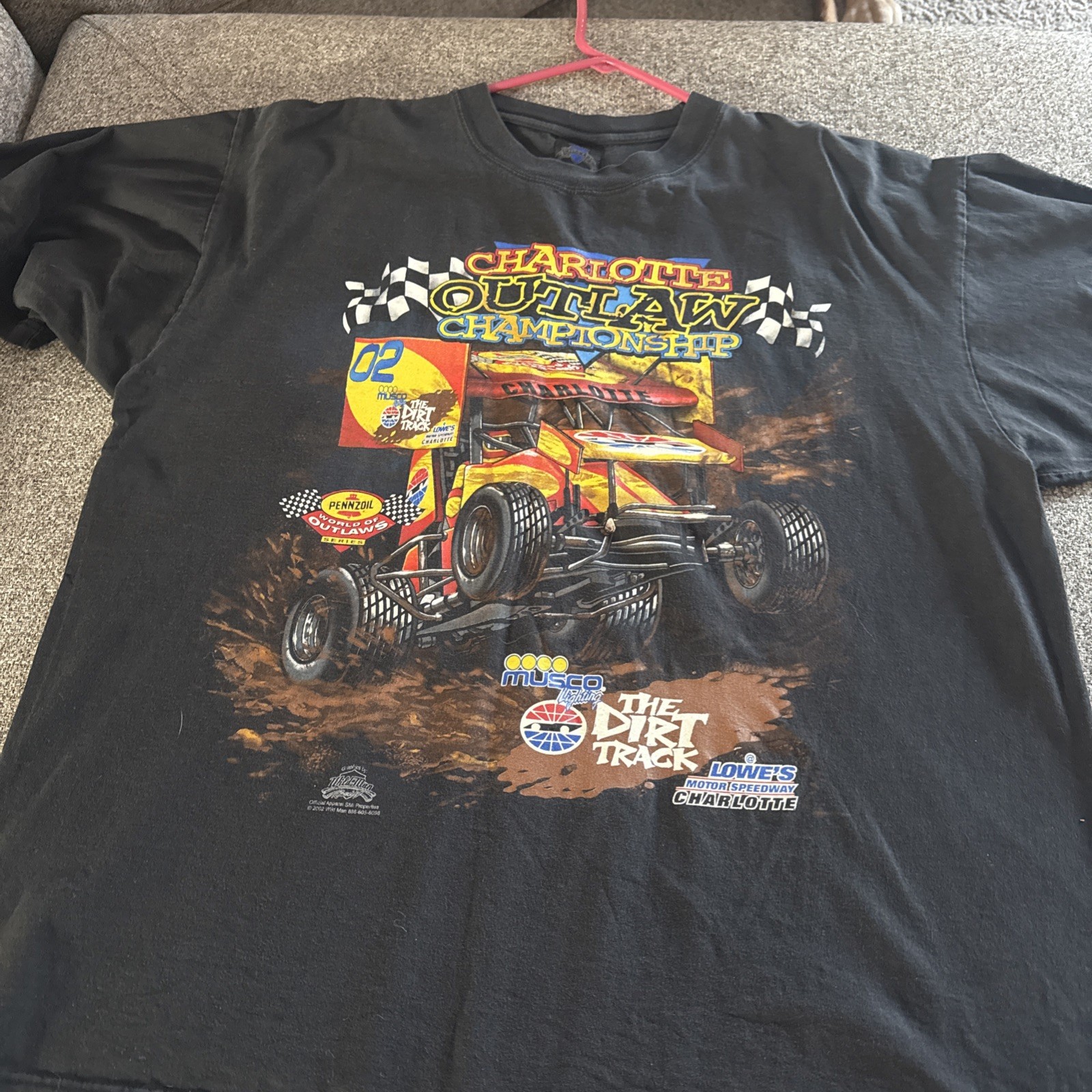 Vintage Charlotte Outlaw Championship Dirt Track Racing T-Shirt Mens Size 2 XL