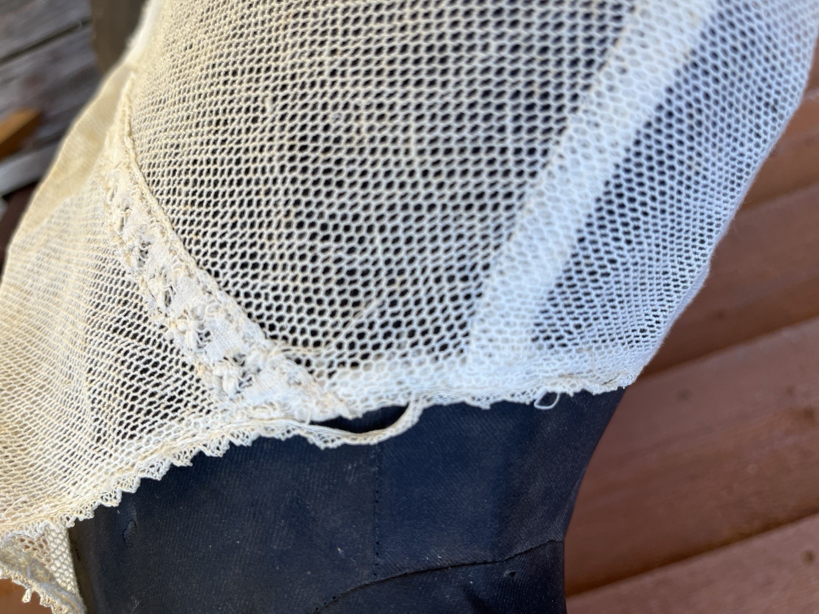 Edwardian Ladies Net Lace Corset Cover, Tatted Lace, Hook Eye Closures