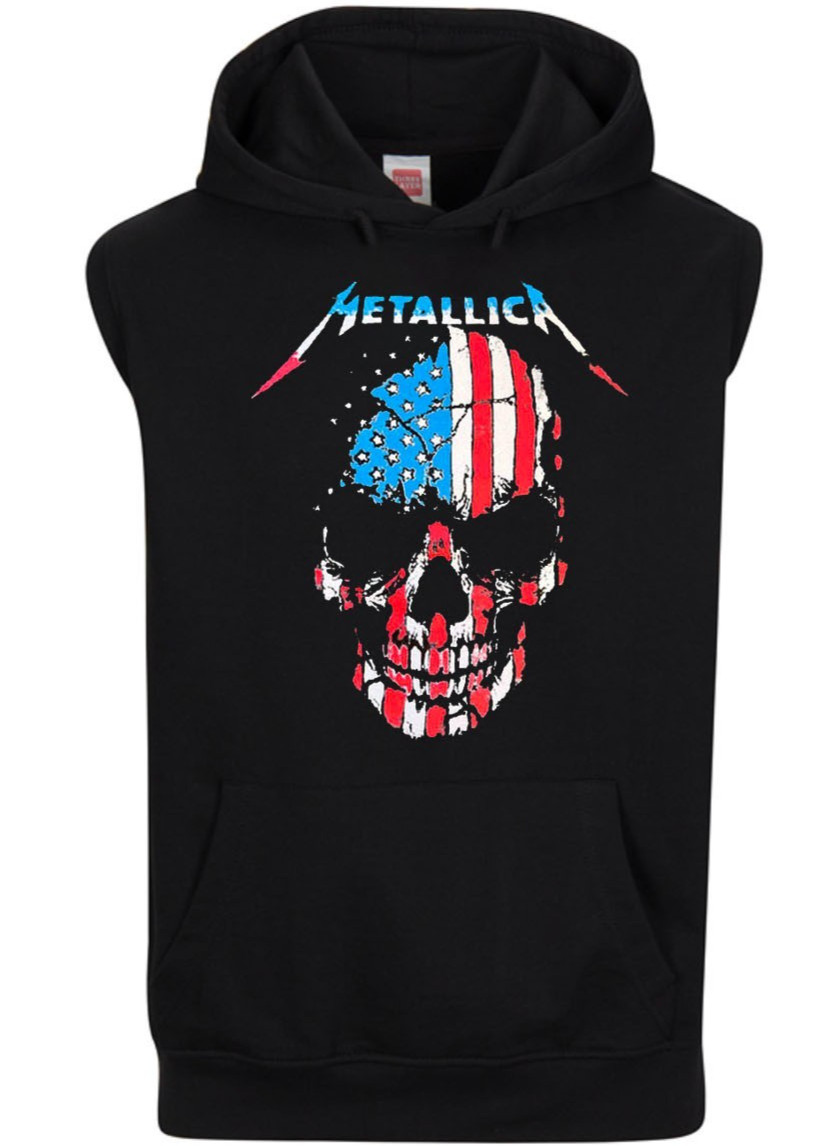 METALLICA AMERICAN SKULL Heavy Metal Band Men’s Black Sleeveless Hoodie