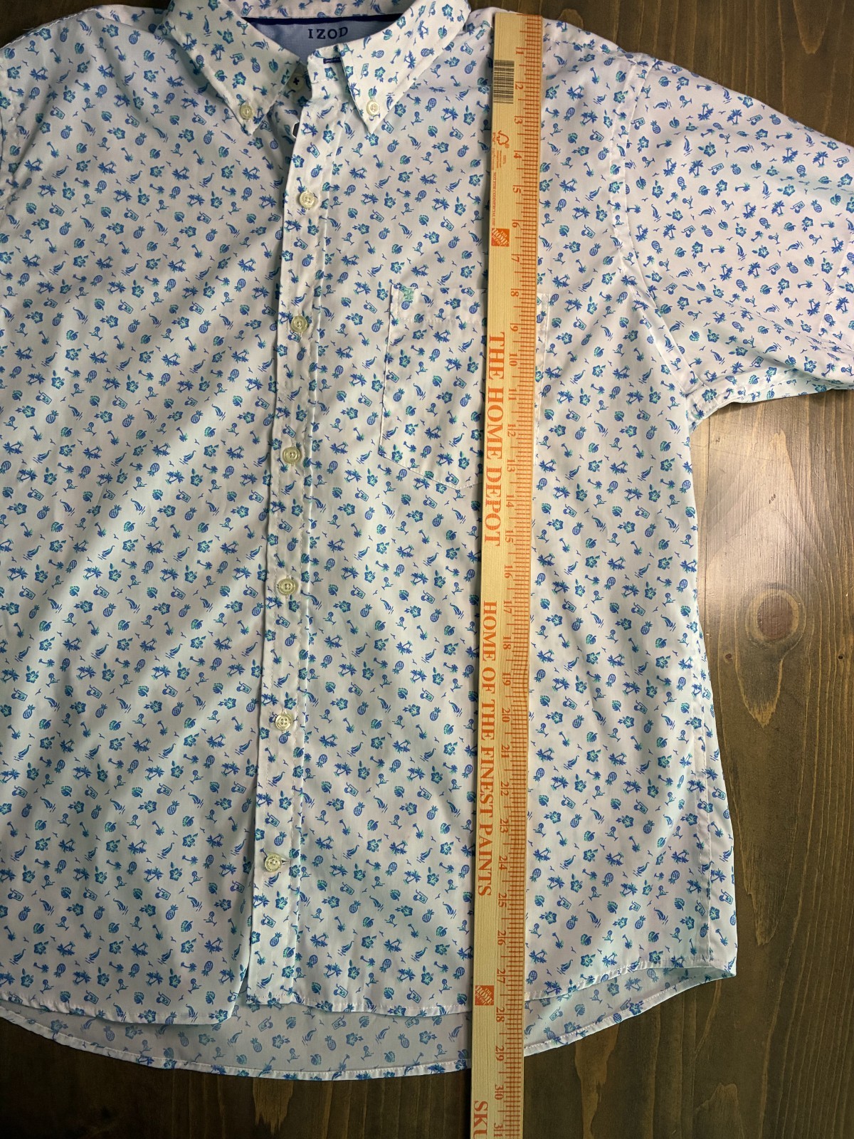 Izod Golf or Casual Button Down Shirt Men XL , Fun Summer Pattern Short Sleeve