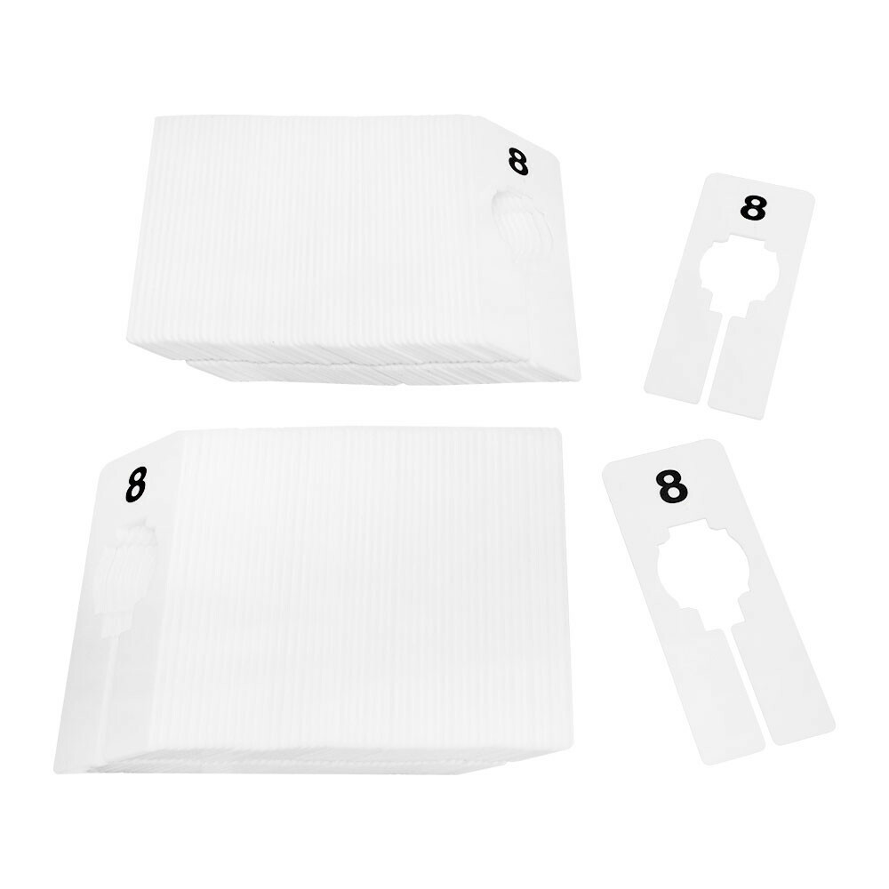 10PC WHITE Rectangular Plastic SIZE 8 Dividers Hangers Retail Clothes Rack 2″x5″