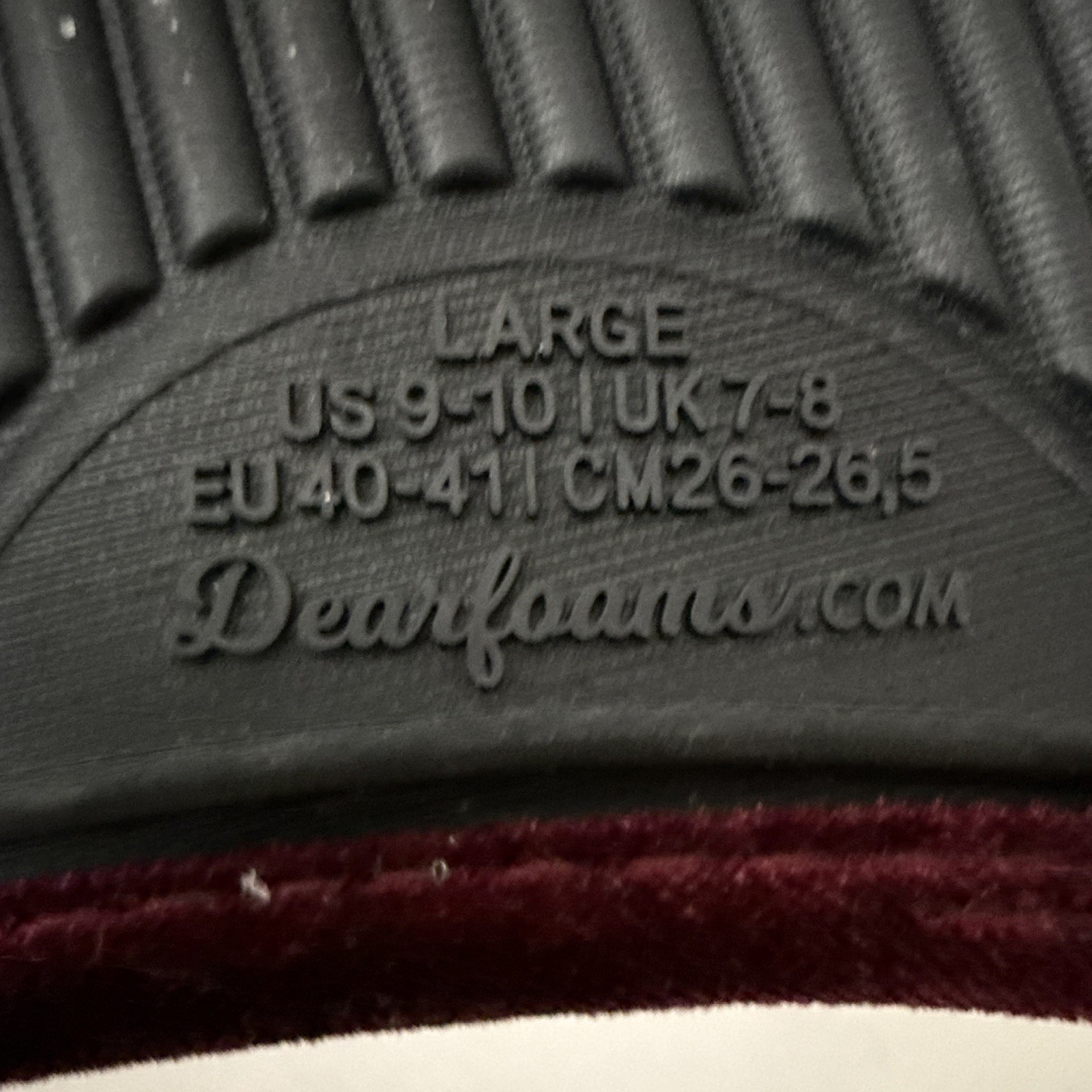Dearfoams Burgundy Velour Slide Slippers Women’s US 9-10 EU 40-41