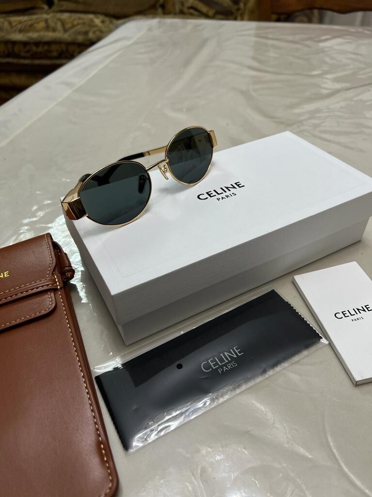 Celine sunglasses Triomphe Gold Metal Frame Brown Lenses sunglasses