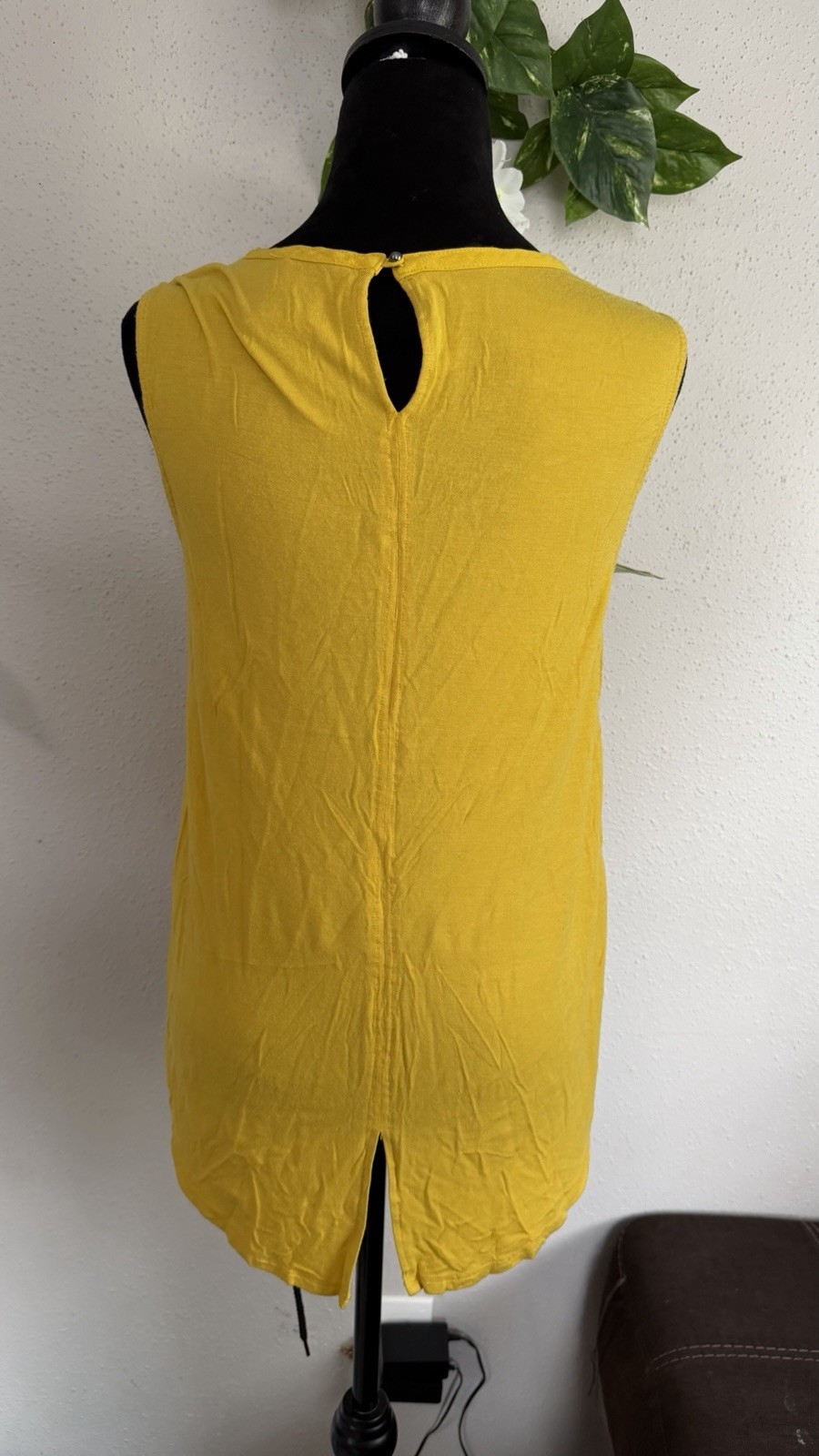 Grace Elements Women’s Mustard Lace Sleeveless Rayon Blouse Top Size M Boho