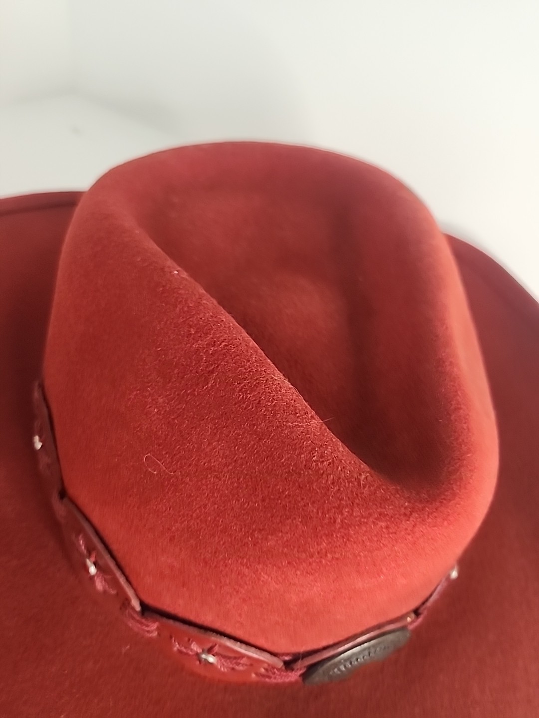Bullhide Cowboy Hat by Monte Carlo Red Wool XL Black Leather Strap