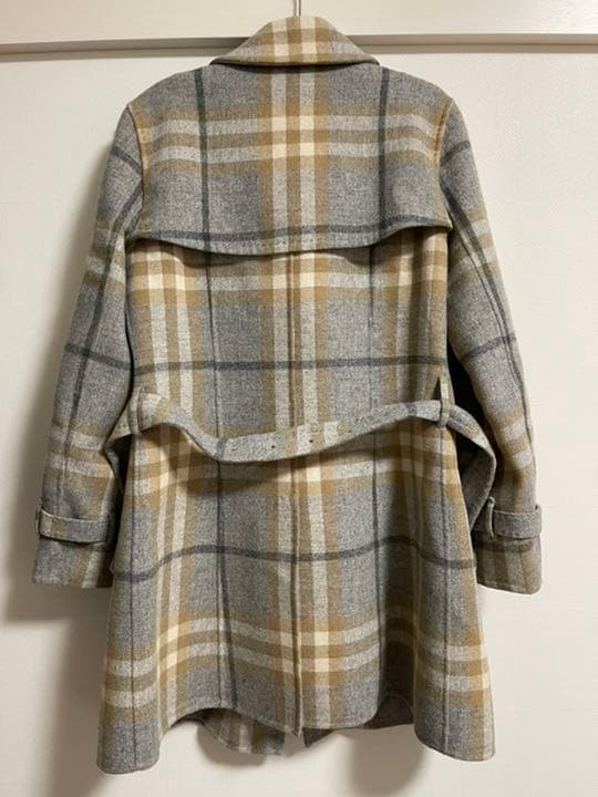 Burberry London Coat Gray Beige Check 38