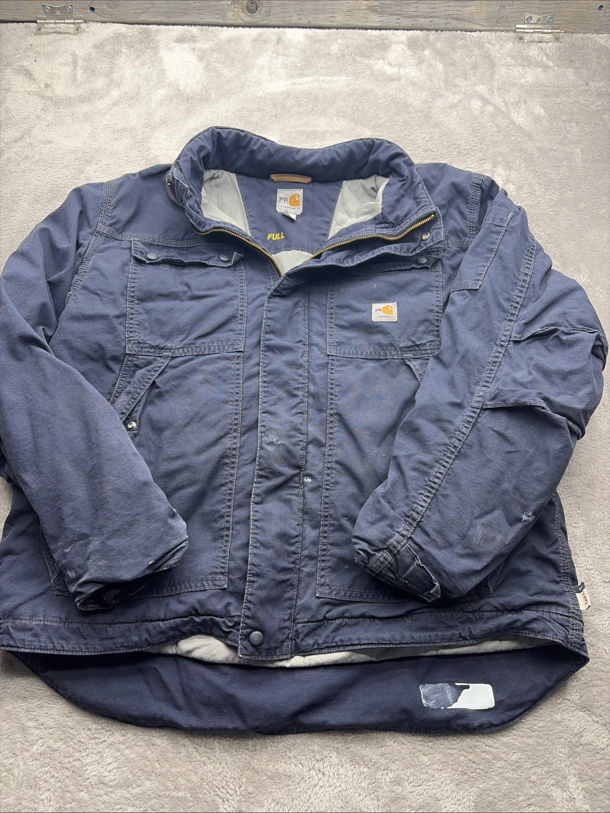 Carhartt FR Coat Mens XL Blue Full Swing Duck Jacket Flame Resistant Work Wear
