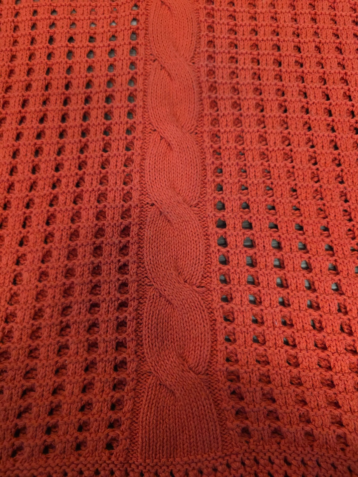FREE PEOPLE SWEATER WOMENS SZ. M ORANGE PULLOVER SEASONS CHANGE OPEN KNIT FLAWS