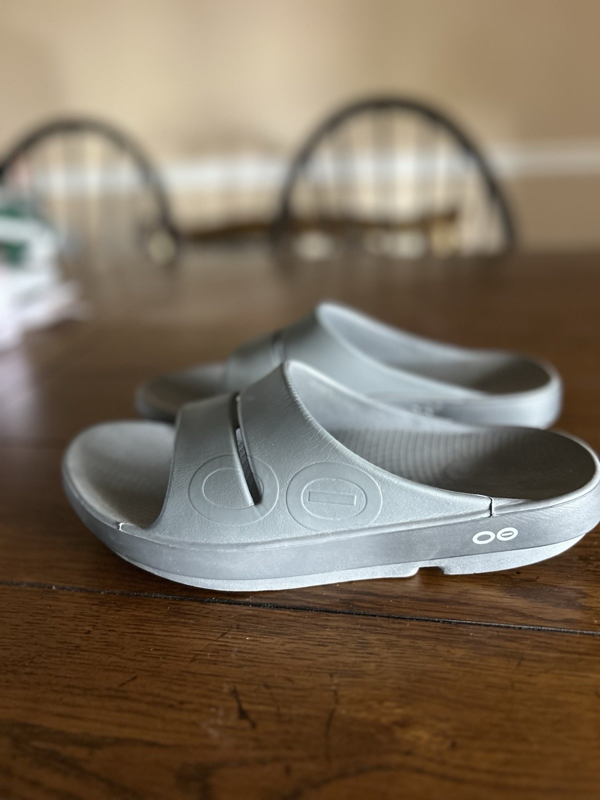 Oofos Slides Sandal Color Gray Size M8 W10 New Without Tags