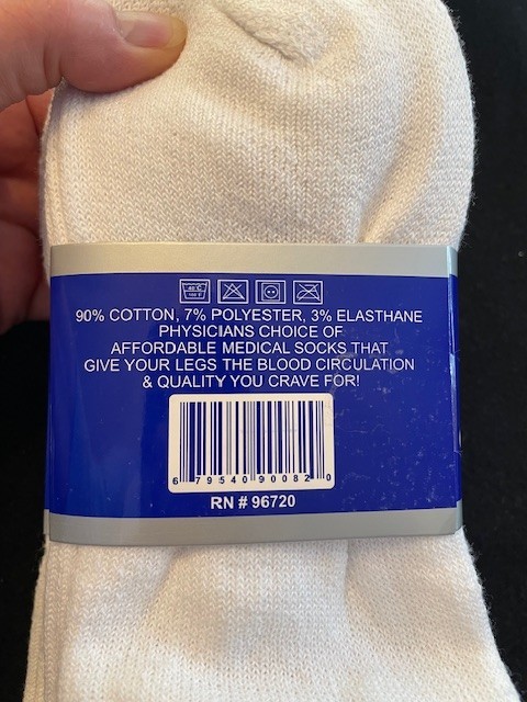 6 Pair White Diabetic ankle socks loose fit tops men/women sz 13-15