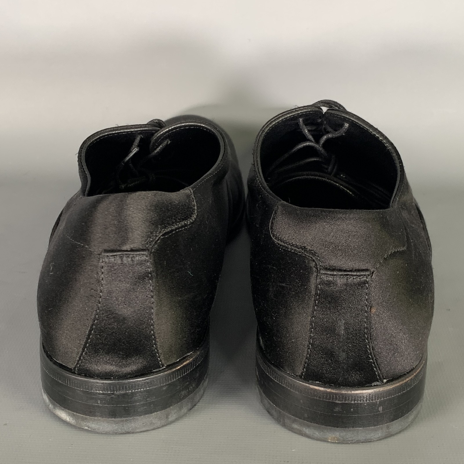 CALVIN KLEIN COLLECTION Size 10 5 Black Satin Lace Lace Up Shoes