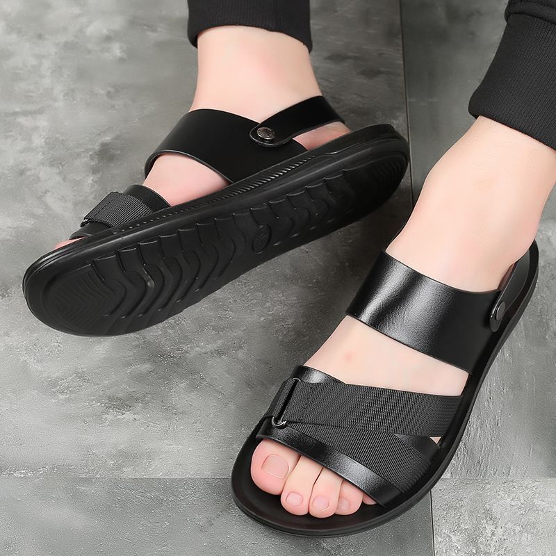 Men Microfiber Leather Sandals Casual Sports Summer Beach Shoes Home Slippers