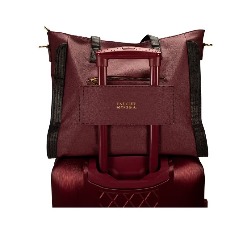 Badgley Mischka Rose Vegan Leather Travel Tote Weekender Bag BURGUNDY / BLACK