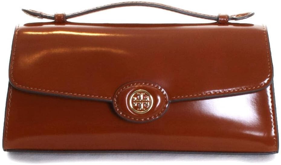Tory Burch Brown Patent Leather Mini Robinson Spazzolato Top Handle Bag 19963