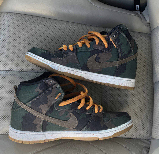 [646552-037] Nike Dunk High SB Fiveoneo Black/Olive Khaki-Sunset Men’s Size 11.5