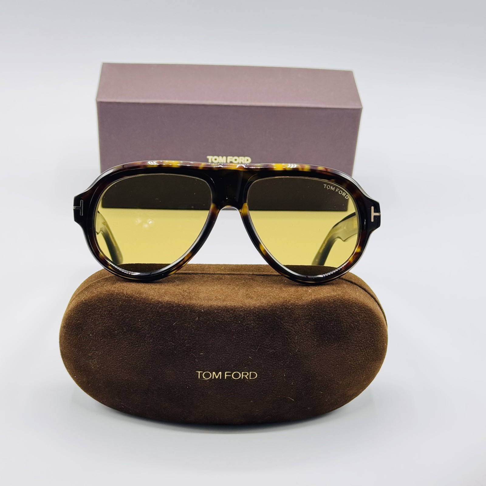 Tom Ford Sunglasses Icon FT1225 52N Havana Brown Pilot Brown Lens 59mm New