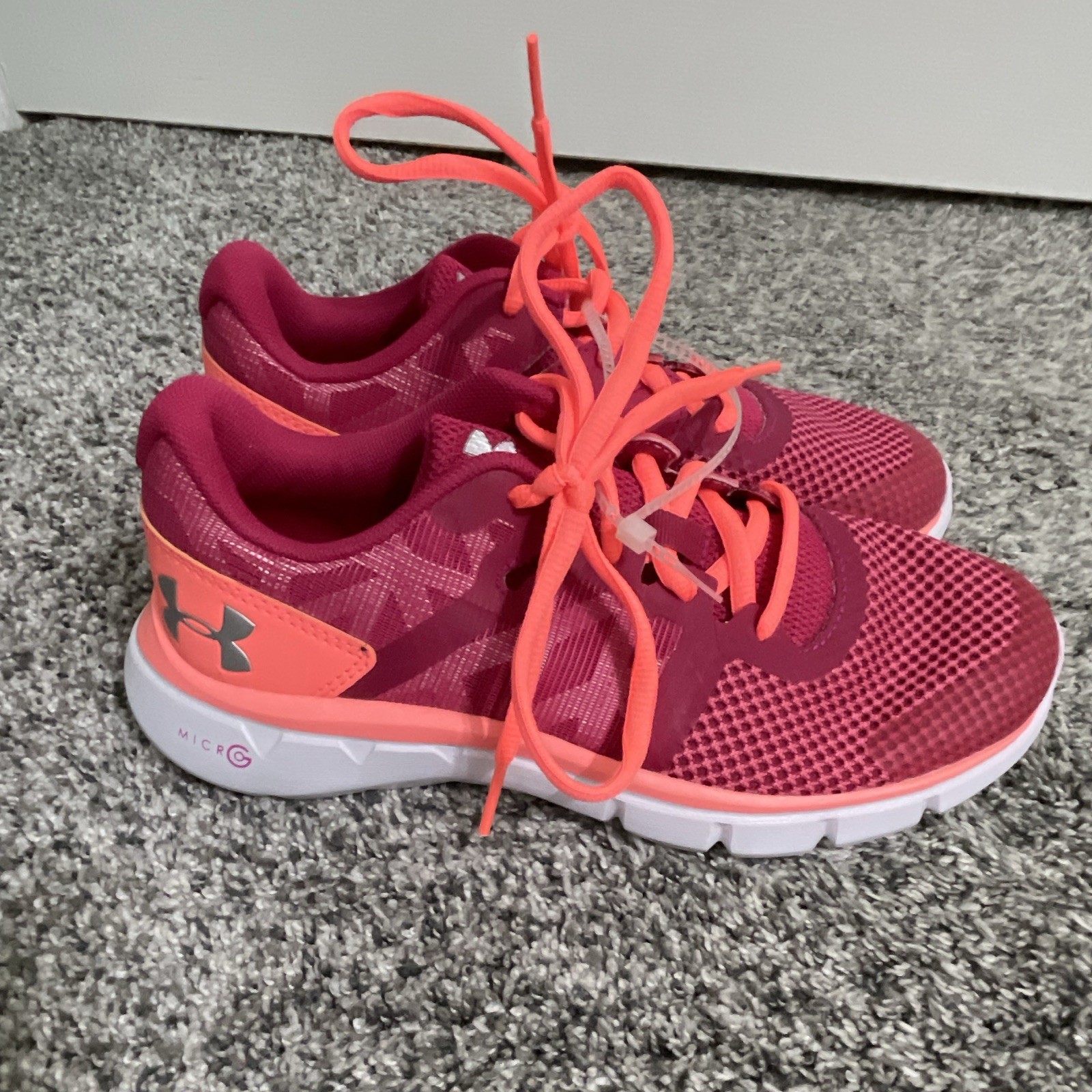 Under Armour Youth Micro Sneakers Pink/Neon Orange US Size 4Y