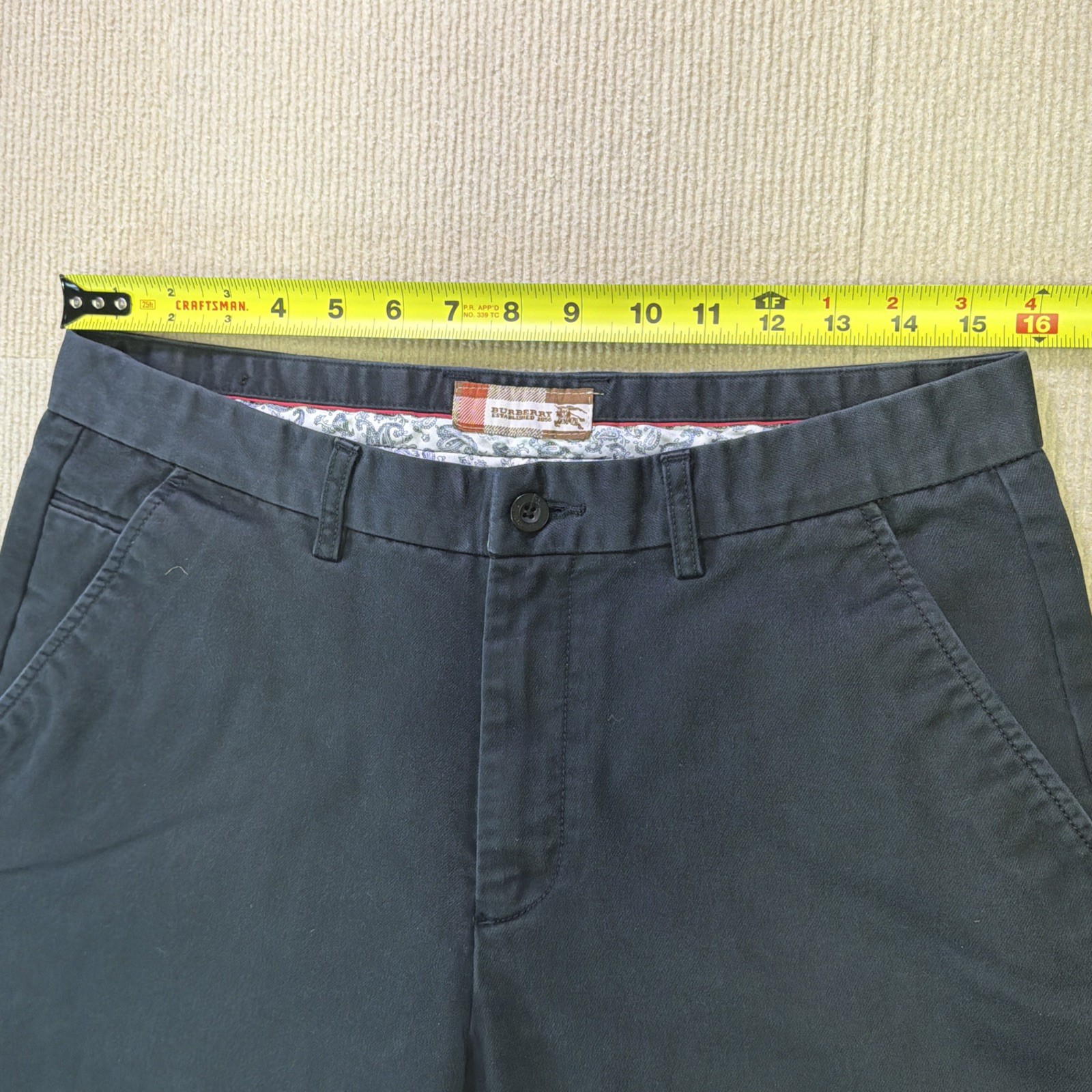 Burberry London Pants Mens 34 Fits Like 32×30 Blue Cotton Chino Straight Casual