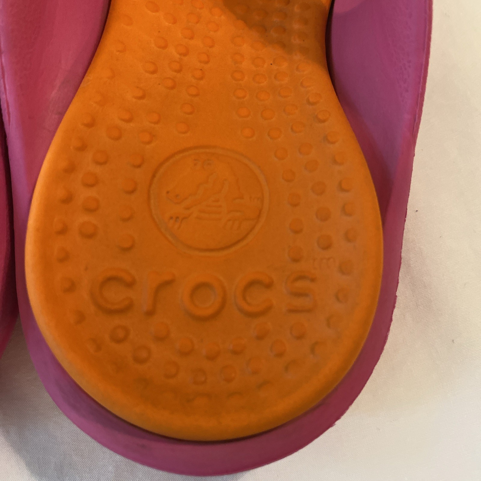 Crocs Athens Flip Flops Orange Pink Color Block Size W 4 M 2