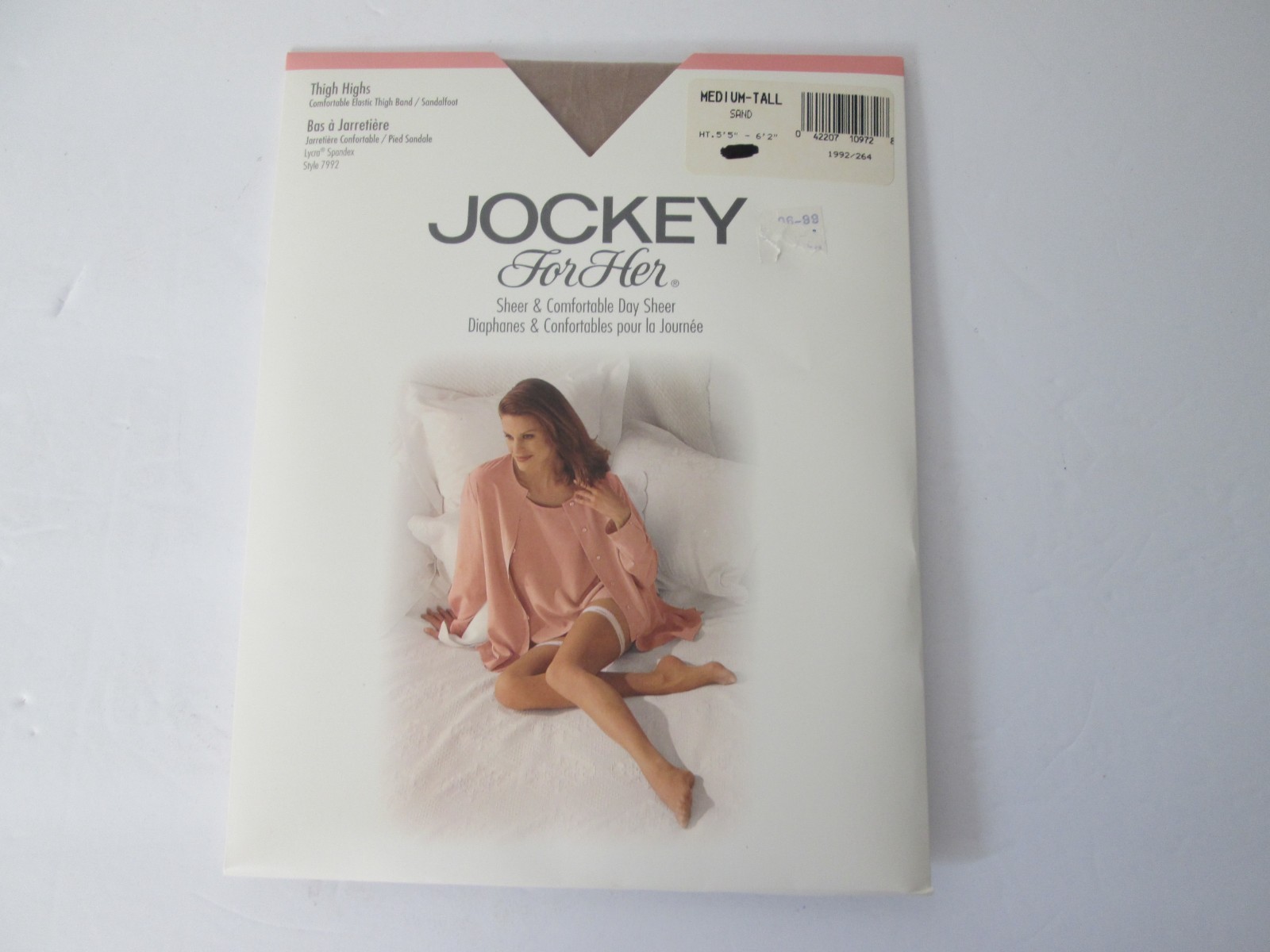 1992 Jockey For Her Thigh High Stockings M/Tall Sand Beige Vintage Lingerie NEW