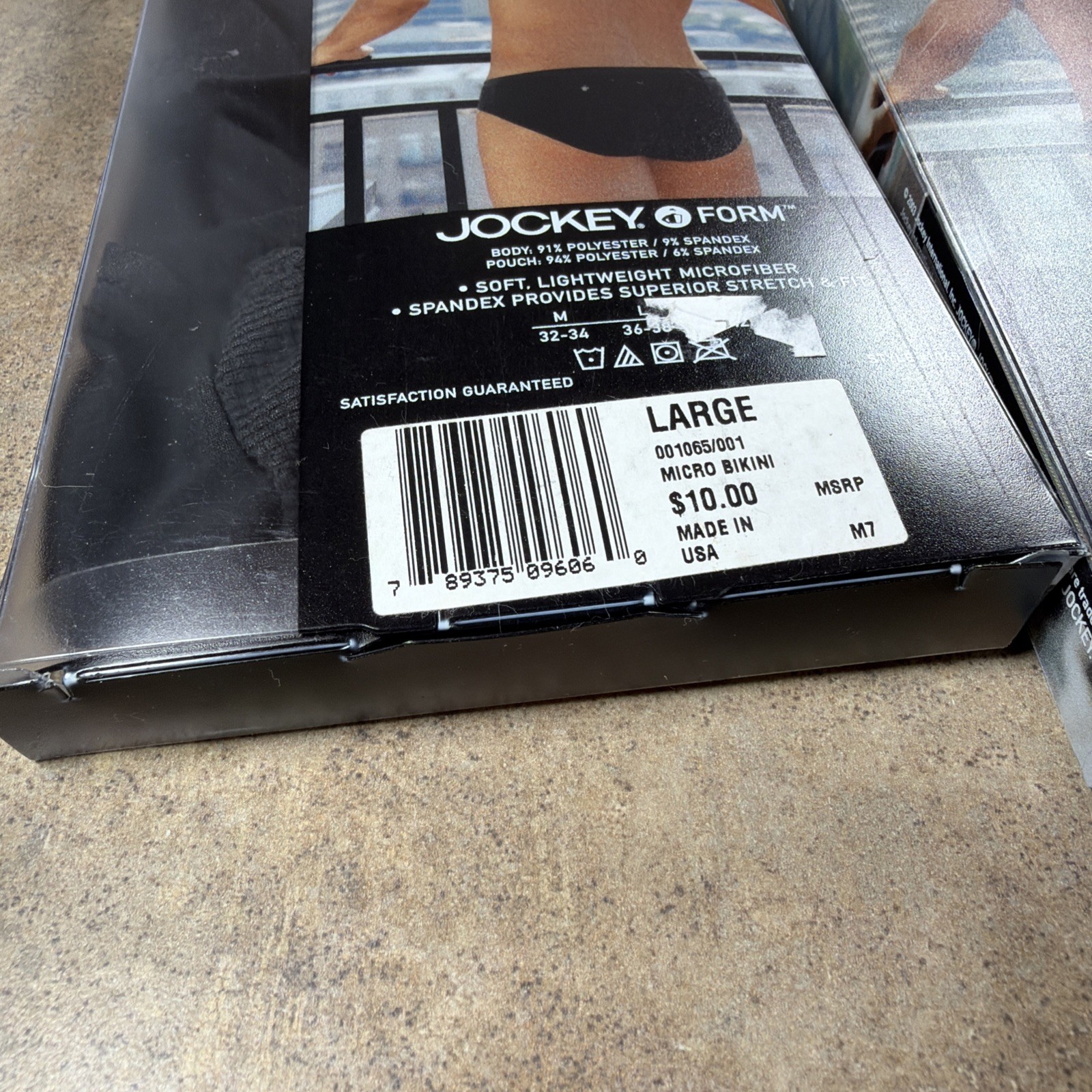 Vtg 2004 USA Jockey Form Mens Microfiber Bikini Briefs (2) Black & Gray OPEN Pkg