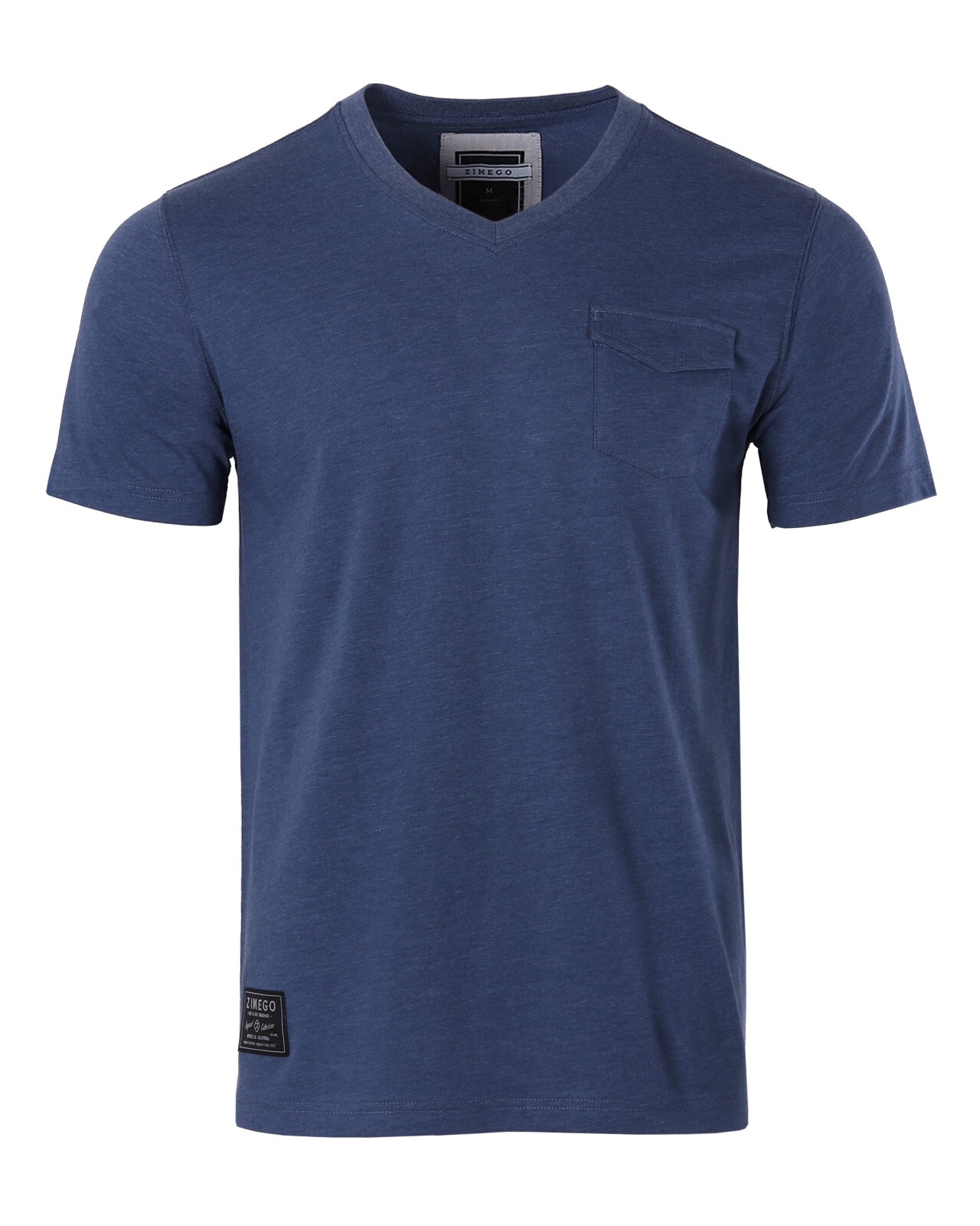 ZIMEGO Men’s V-Neck Short Sleeve Tee with Chest Pocket – Essential Basic Casual