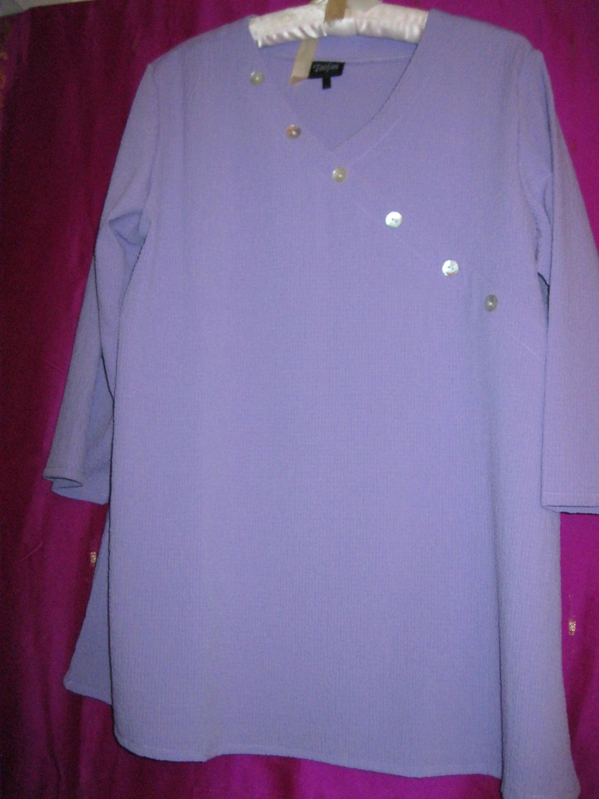 TOOFAN LABEL, LAVENDER COLORED L/S BLOUSE, NEW, RAYON/POLY, SZ L..