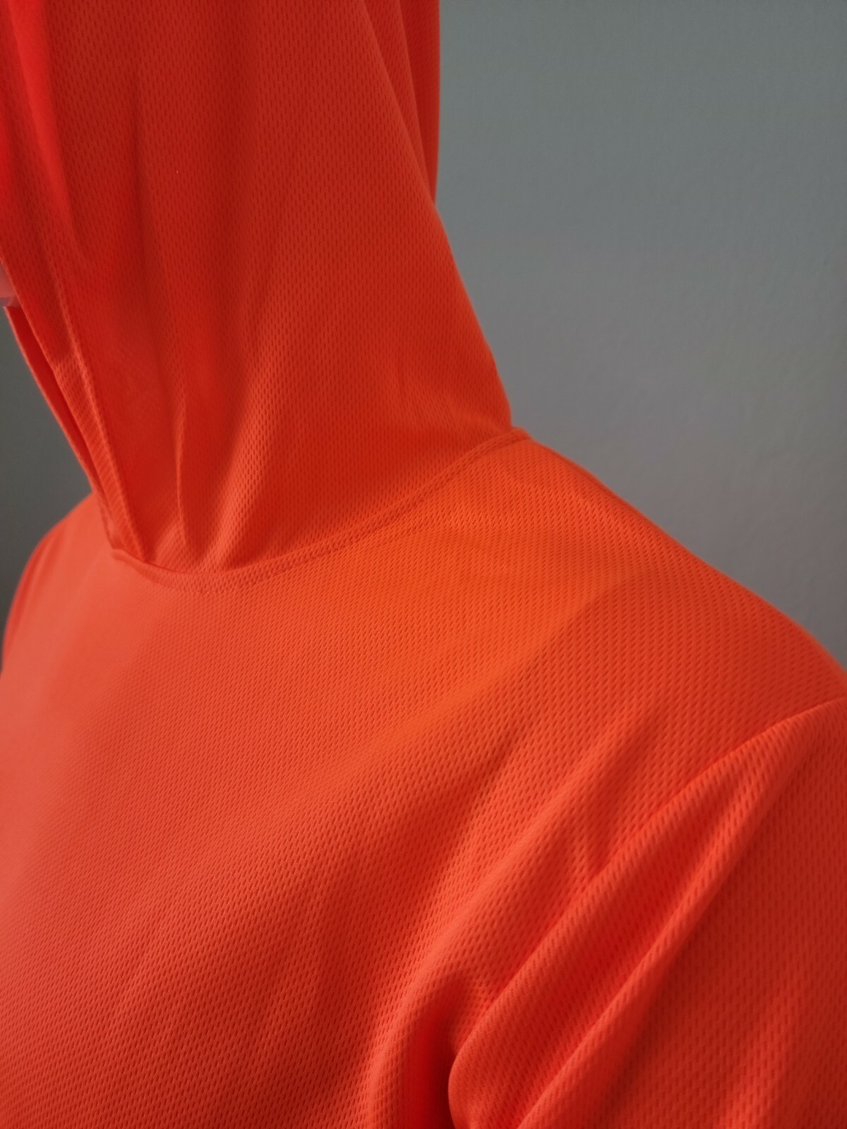 Safety Orange Long Sleeve Shirts With Hood, Polyester Birdeyes Mesh