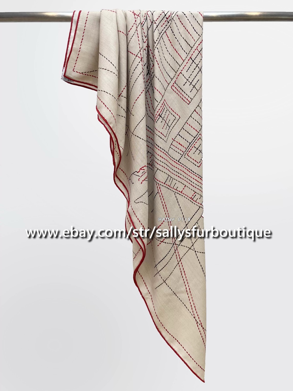 80% Cashmere & 20% Silk Wrap Scarf House Stripes Print Square Shawl 53″