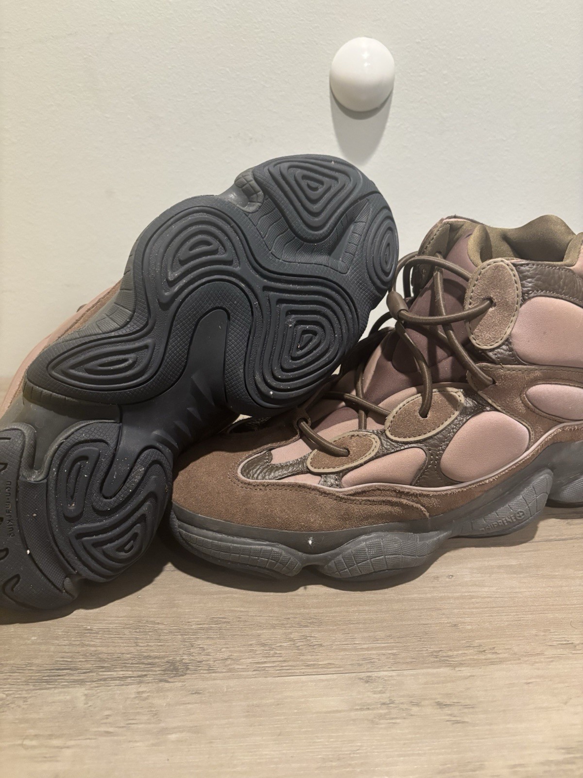 adidas Yeezy 500 High Mist Stone Brown Pink Gray High-Top Suede Men’s Sneakers