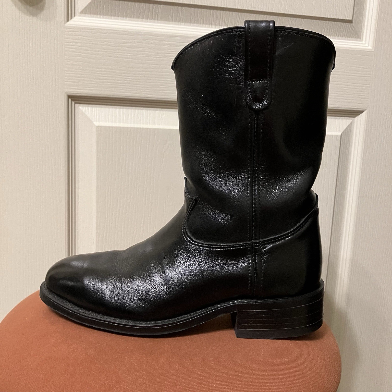 Vintage IRON AGE Boots STEEL TOE Black BIKER Western – Sz 8 EE Made in USA