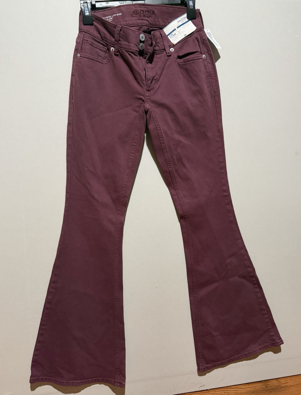 Arizona Jean Co. Y2K Low Rise Flare Jeans Purple Denim Stretch Pockets 0