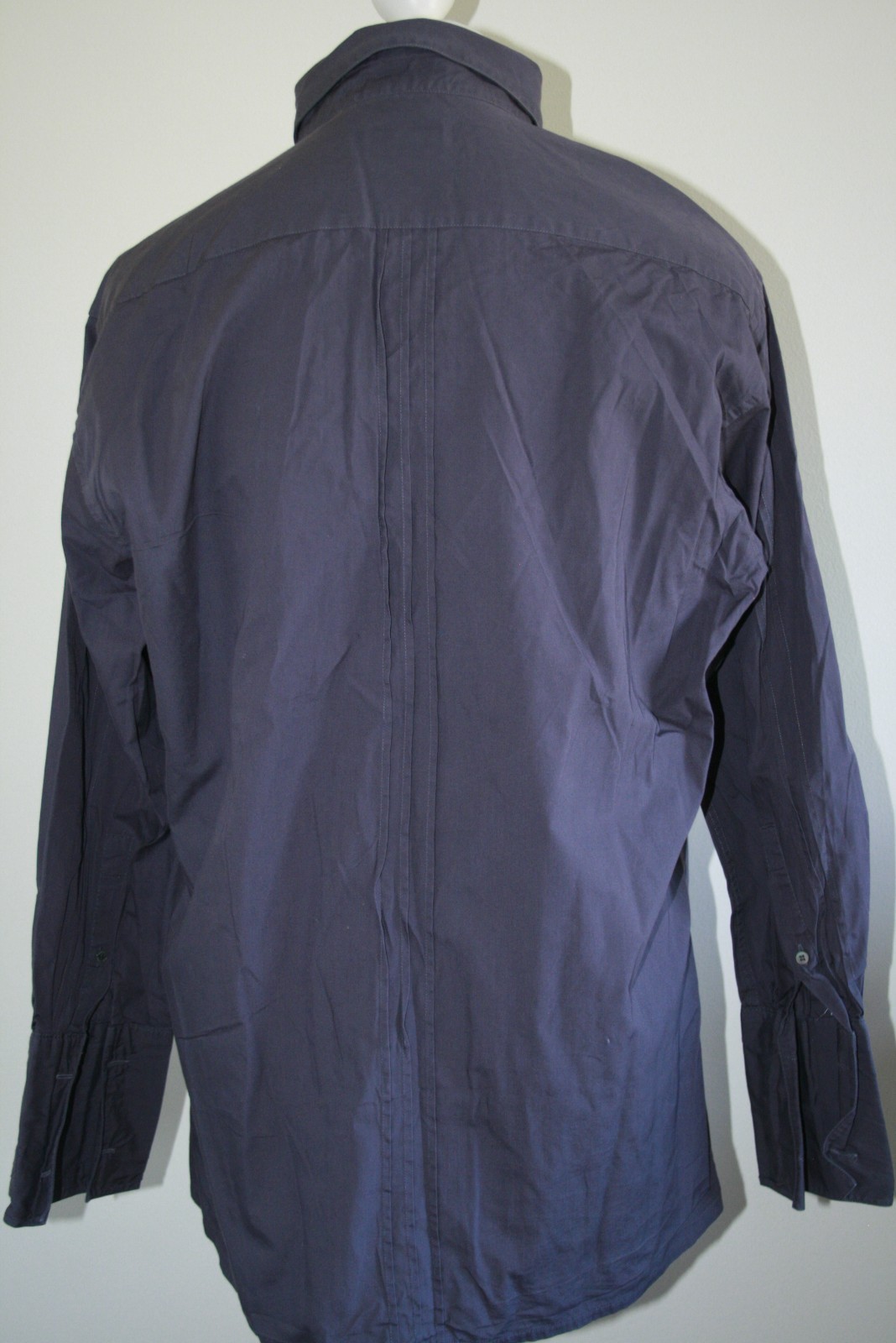 Ozwald Boateng Mens Hidden Placket Double Cuff Shirt – XL – Charcoal Grey Top