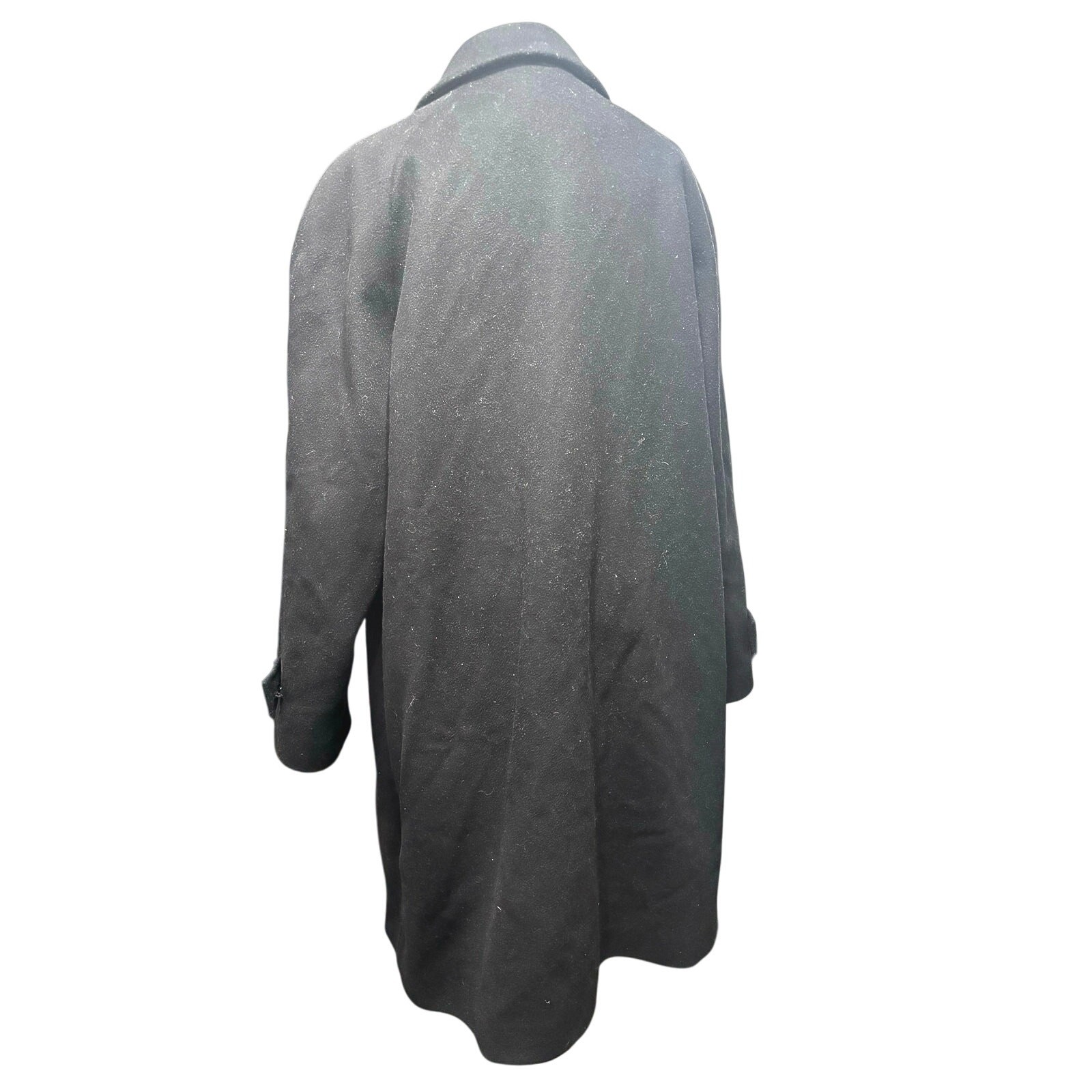 Jones New York wool long trenchcoat black minimalist old money size 14 W flaw