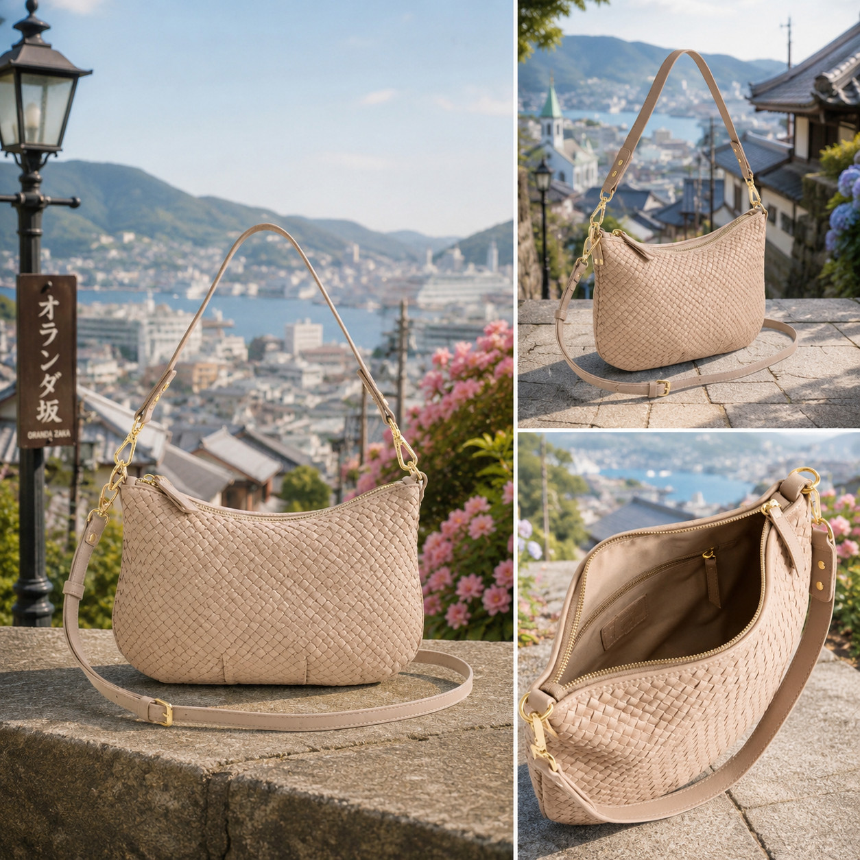 NEW Quince Italian Handwoven Leather Mini Shoulder Bag- Taupe FREE SHIPPING
