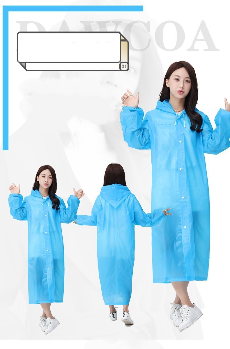 Unisex Adult Waterproof Raincoat Rain Coat Hooded Jacket Poncho Rainwear Camping