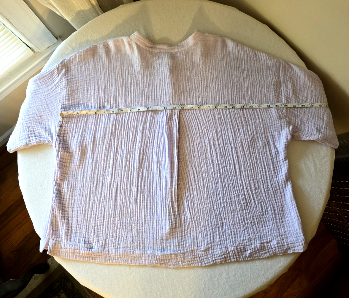 Eileen Fisher Box Top Mallow Organic Cotton Lofty Gauze 2X Coastal Grandma Shirt